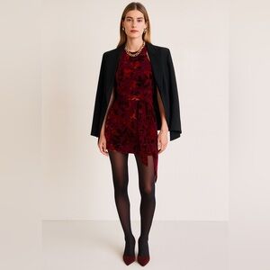 Amanda Uprichard Selah Dress Sorrel Burnout Velvet Floral Mini Size Medium